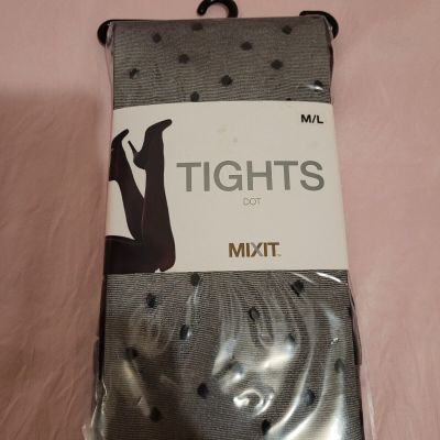 Mixit Pindots Dots Sheer Tights, Black,M/L, Nylon & Spandex, New J.C. Penney